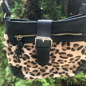 Aldo small crossbody black and calf hair leopard